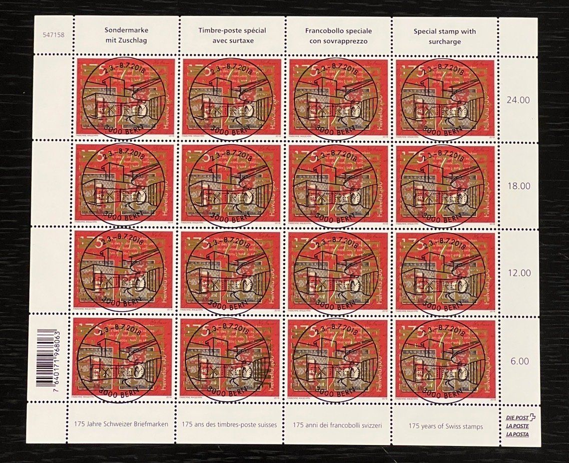 Alle Briefmarken: 2018 Goldaufdruck-Bogen EXTREM175 Vollstempelungen - W115A – Gebraucht aus Bern von nest62