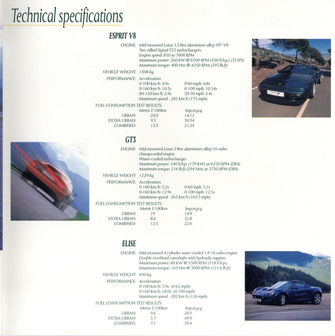Lotus Autos: Lotus Esprit V8 / GT3, Elise - Original Prospekt – Gebraucht aus Malans GR von Chueche427 4