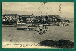 Genève, Rade et Quai des Pâquis, 1908, gelaufen