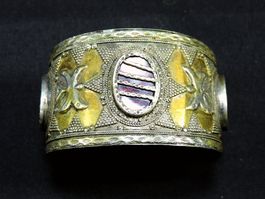 massiver Silber Armreif mit Farbsteinen