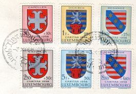LUXEMBOURG 1958 SECHS KANTONSWAPPEN AUSGABETAG - LOT2194