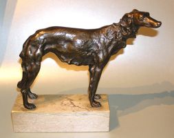 ALTE GROSSE BRONZE FIGUR BARSOI WINDHUND