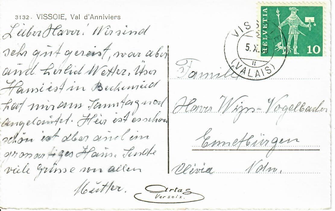 Cartoline postali: Vissoie – Usato da Hochdorf venduto da Ziegel-16 1