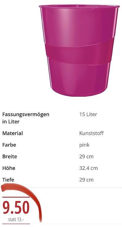 Cestini per rifiuti: 5 Stk. neue Leitz Abfalleimer in pink – Nuovo e nell'imballaggio originale da Necker venduto da liq24 1