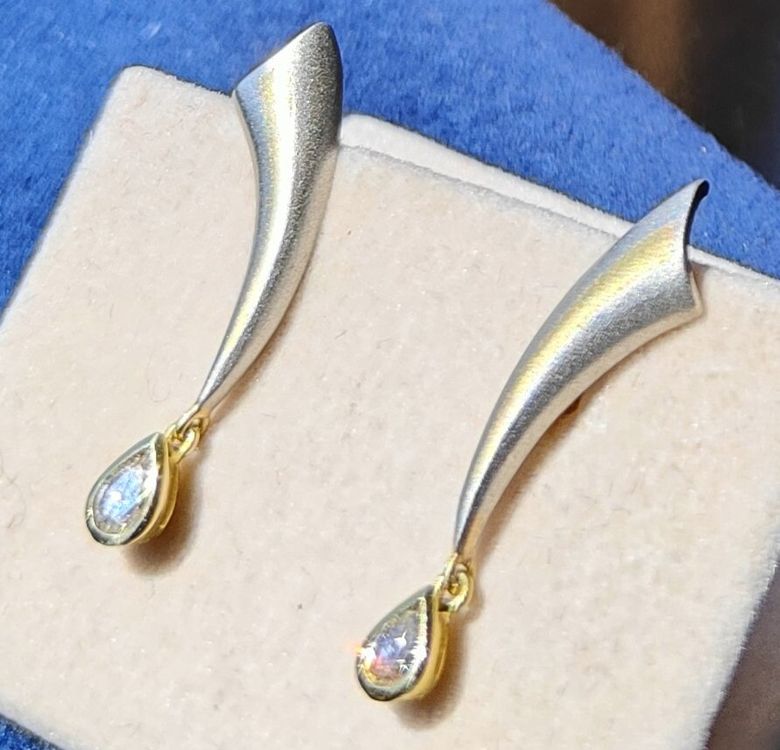 CHRIST OHRSTECKER DIAMANT TROPFEN PLATIN 950 UND GG 18 K (Neu