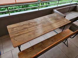 GRATIS: Festbank-Garnitur mit Rückenlehne (klappbar, 175 cm)