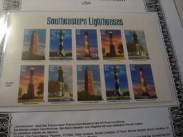 USA 10erBlock Leuchttürme 2002, **, verrutschte Nennwerte