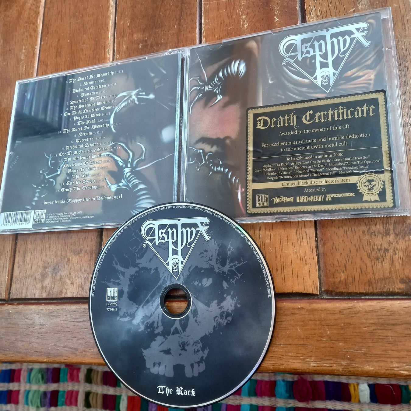 CDs: asphyx- the rack – D'occasion à St-Cergue par VeganWarrior