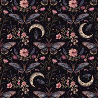 French Terry "Nocturnal Serenade" Stoff Falter Motten je m