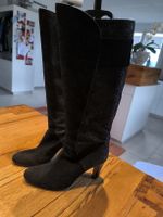 Elegante schwarze Wildleder Stiefel Gr. 40