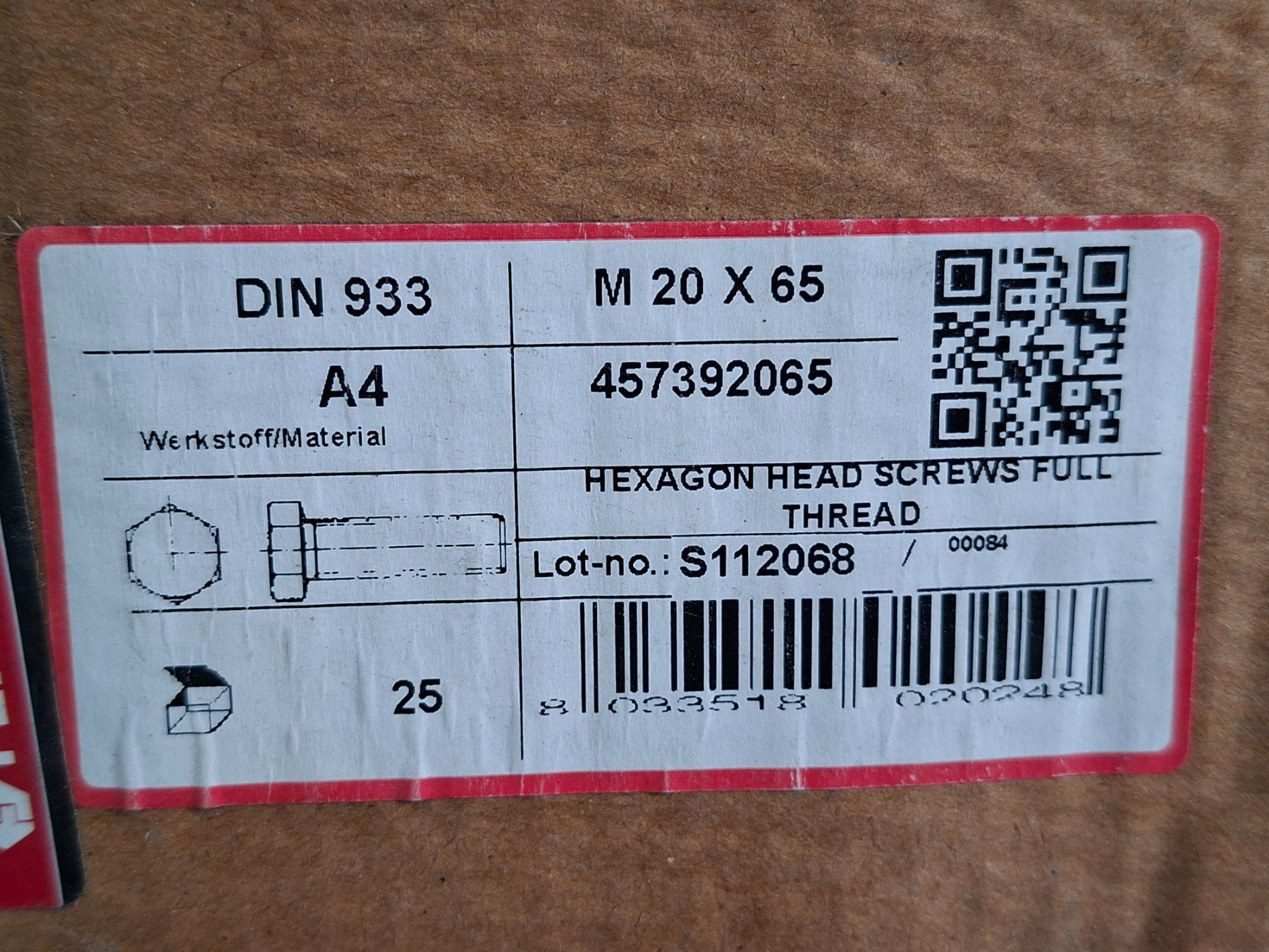 Alle Werkzeuge: Sechskantschrauben M20x65/A4 – Neu (gemäss Beschreibung) aus Amsoldingen von Solution1 1