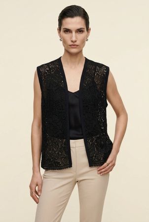 Gilet Dentelle Noir Sans Manches T. 46/48