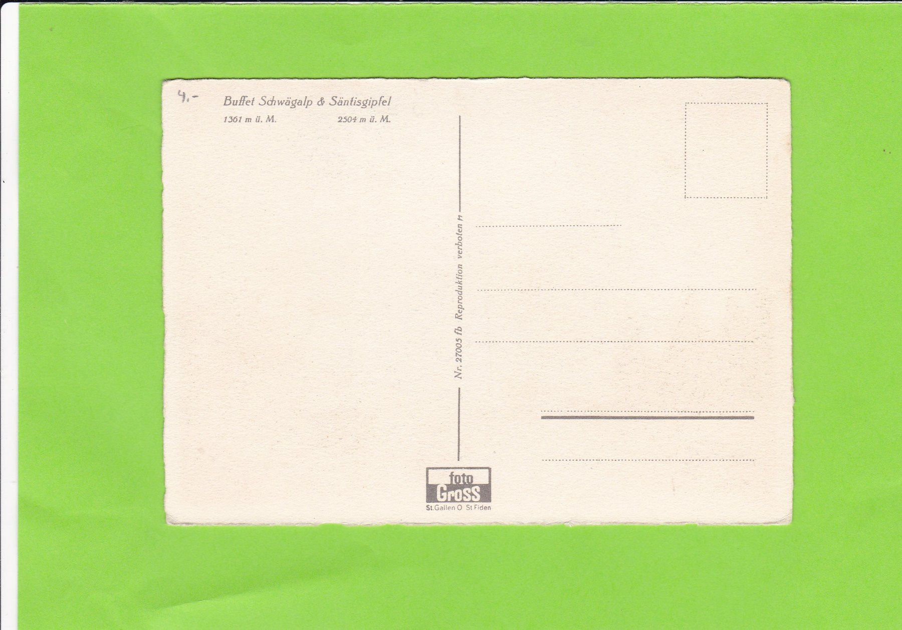 Cartoline postali: Auf Schwägalp-Oldtimer – Usato da St. Peterzell venduto da neckertal 1