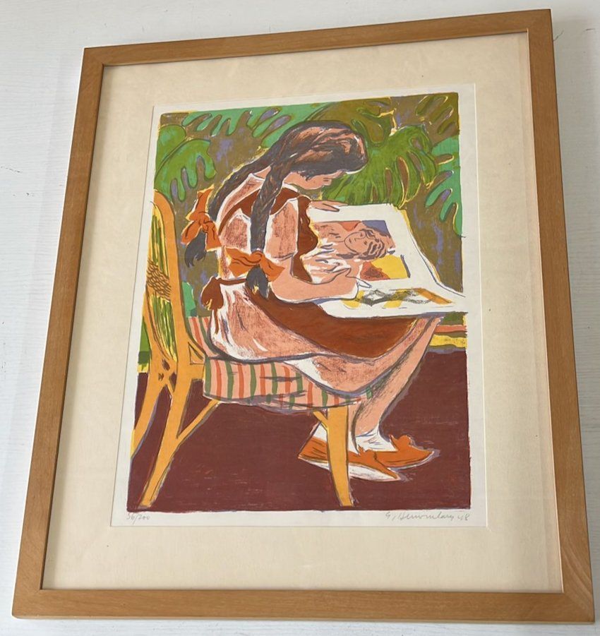Arts picturaux & lithographies: Lithografie, Mädchen auf Stuhl, Georges Dessouslavy (ID M68) – D'occasion à Gelterfingen par  2