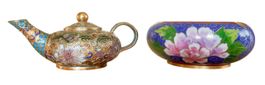 Cloisonné Aschenbecher cendrier théière miniature Teekanne