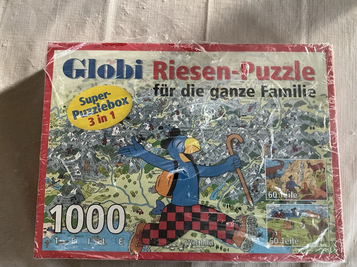 Puzzle: Globi Riesenpuzzle Box 3 in 1 – Nuovo e nell'imballaggio originale da Oberhof venduto da Hibrzel