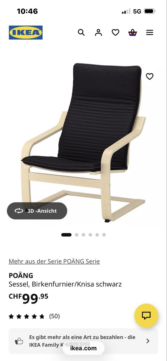 Ikea Sessel: IKEA POÄNG Sessel schwarz  – Gebraucht aus Mettmenstetten von Pschumi1 1