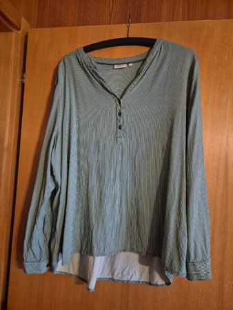 CECIL Bluse, grün-weiss gestreift, XL