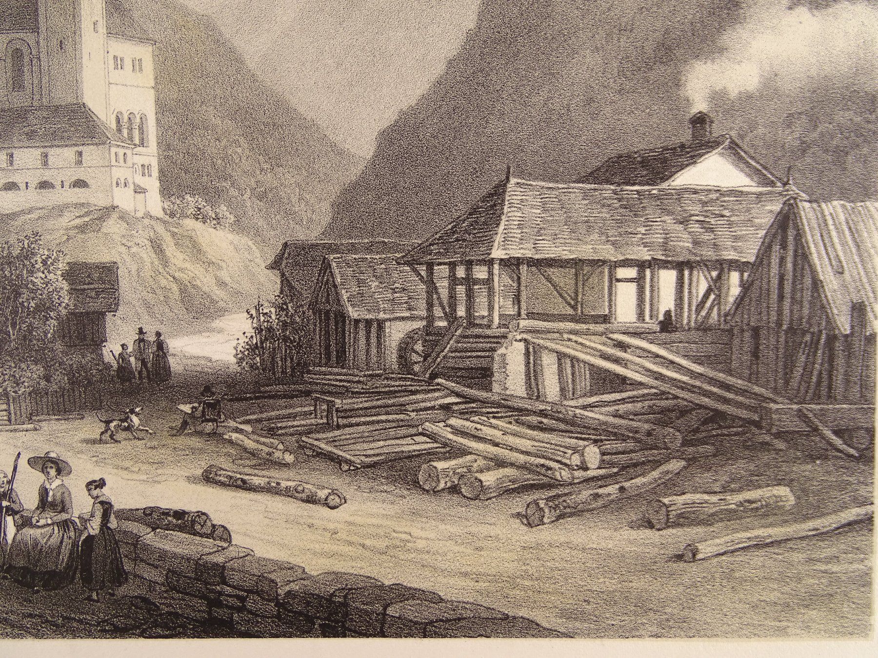 Incisioni: VISP, VIÈGE, LITHOGRAPHIE UM 1840 – Usato da Grüningen venduto da Kartensammler 4