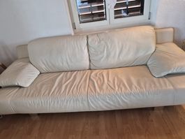 Designer Leder Sofa weiss 3-Sitzer 