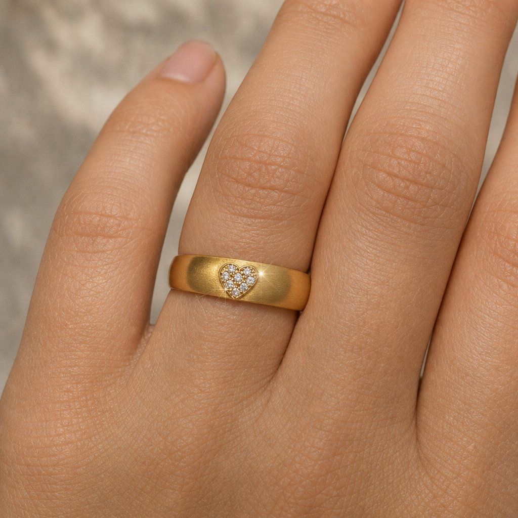 Olga Ribler Bagues: Edelstahl 6 mm  Ring mit Herz Ringgrösse 56 – Neuf (Voir description) à Luzern par Schmuckoutlet 7