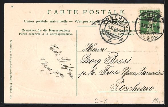 Ansichtskarten: Chur, Totalansicht, Passepartout mit Wan – Gebraucht aus Berlin von bartko-reher 1