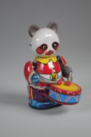 Vintage Panda Drummer mechanisches Blechspielzeug