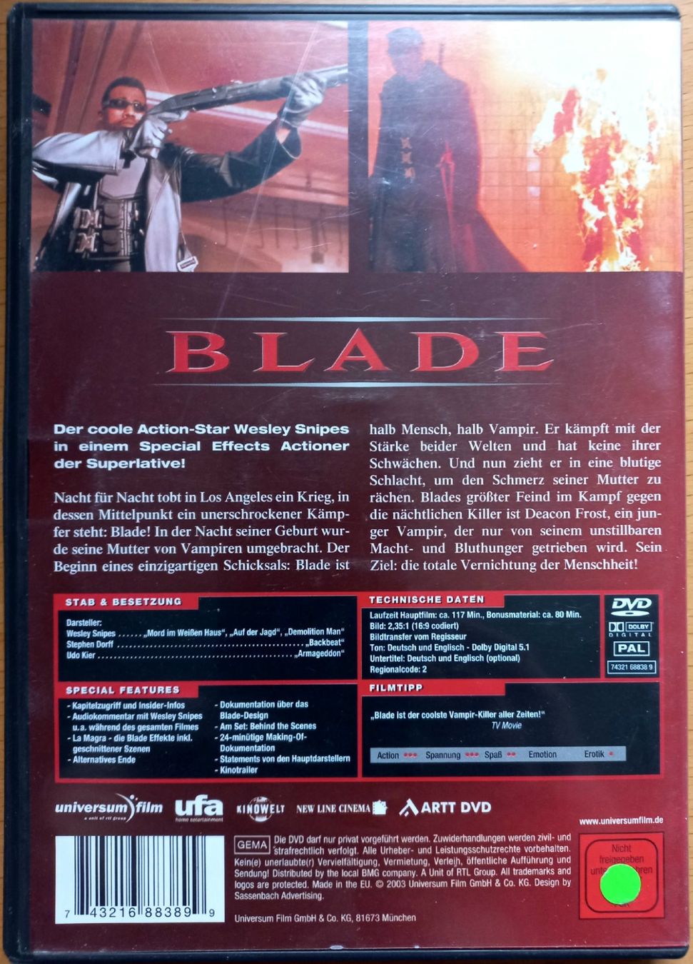 Tutti i DVDs: DVD D/E - Blade - Wesley Snipes – Usato da Niederuzwil venduto da lubimaja 2