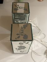 2er-Set elegante Spiegel-Tischlampen mit floralem Motiv