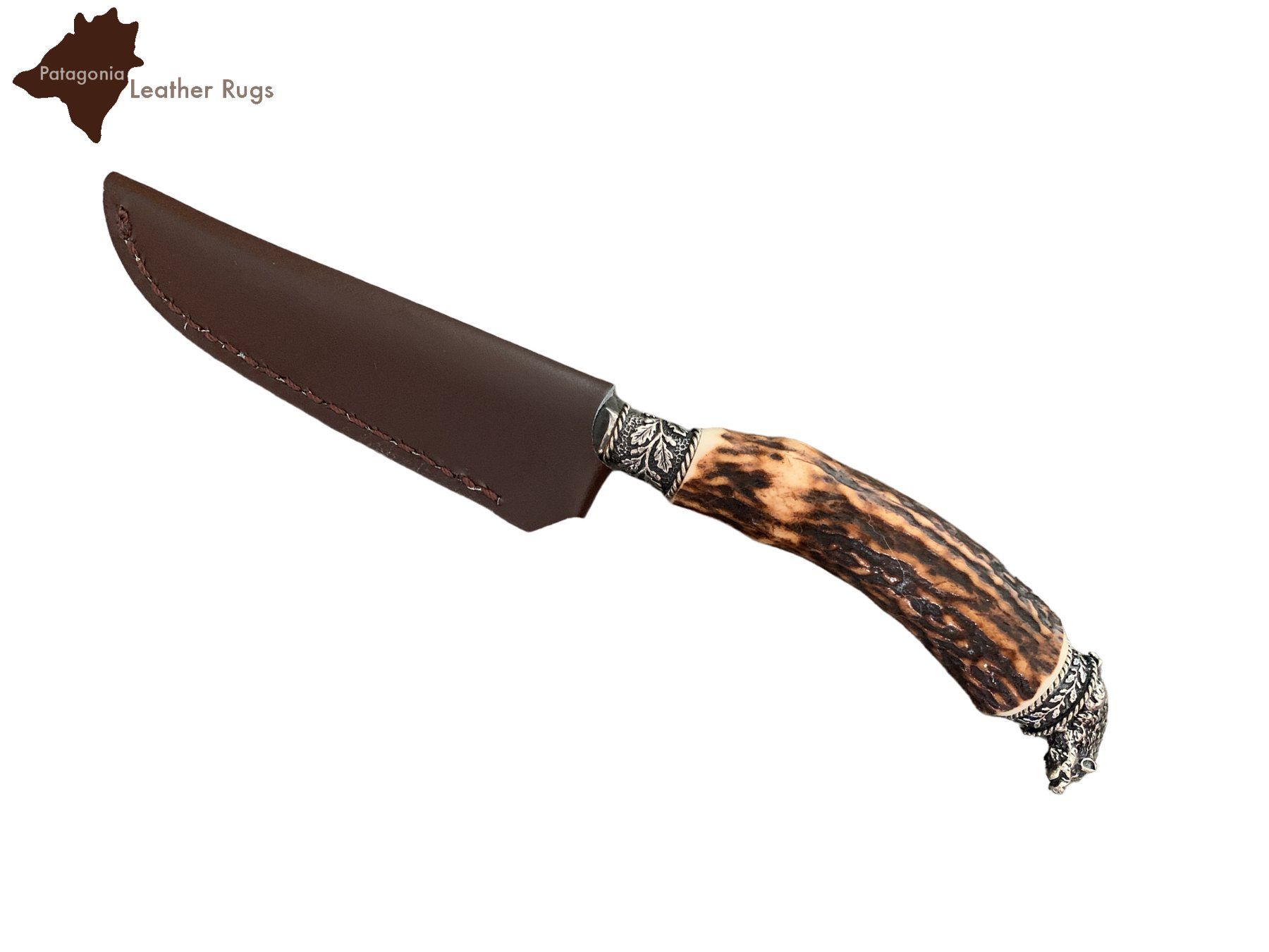 Zubehör: Messer mit Griff aus echtem Hirschhorn und Lederscheide – Neu und originalverpackt aus Arbedo von patagonialeatherrugs 8