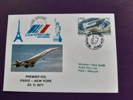 Erstflugbrief CONCORDE 22.II.1977 Paris - New York
