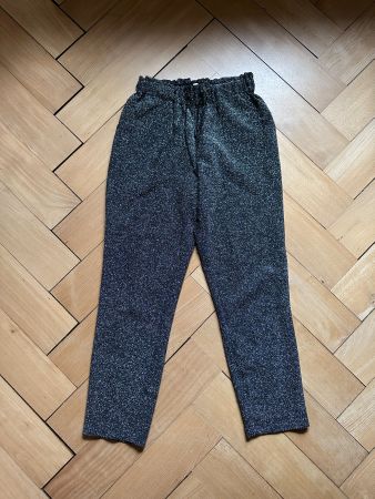 MANGO - Glitzerhose silbern-schwarz XS