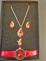 Schmuckset feuerrot mit Uhr