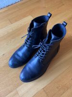 Elegante schwarze Lederstiefeletten Schnürung Gr. 38