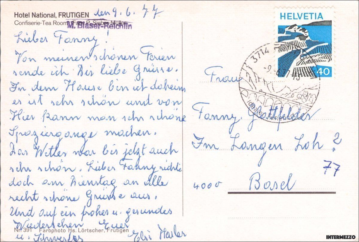 Cartoline postali: Frutigen // Hotel National Oldtimer 1977 – Usato da Basel venduto da intermezzo12 1