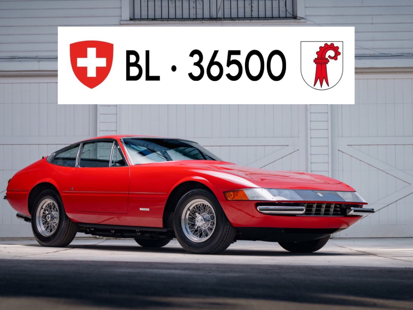 Ecriteaux: Ferrari 365 - Kontrollschild - BL 36500 – Neuf (Voir description) à Bottmingen par deblasi.art