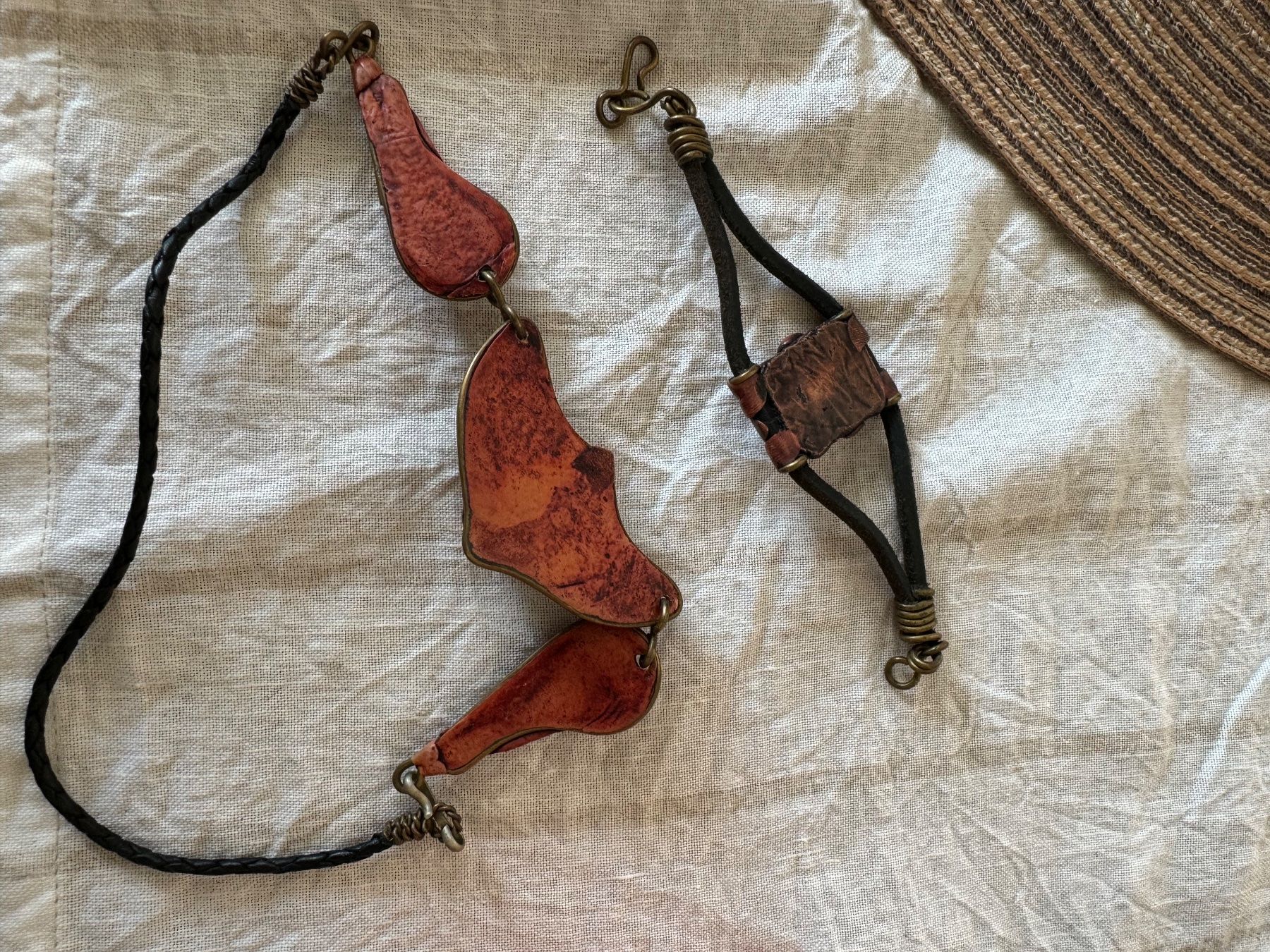 Catenine: Boho Halskette Leder mit passendem Armband - Achat Statement – Usato da Arlesheim venduto da Eli_77 2