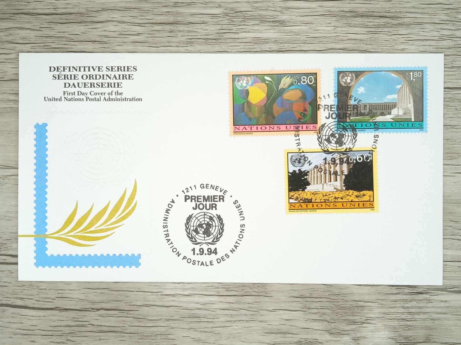 Tous les timbres: TR100 Enveloppe + Timbre Suisse / ONU 1994 – D'occasion à Cousset par Patrick_Collections