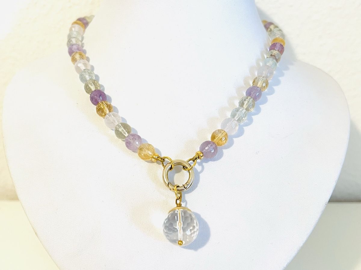 Catenine: Citrine Amethyst Rose Quartz Necklace - Gold Plated Silver – Nuovo e nell'imballaggio originale da Rüschlikon venduto da ThereseJewelryDesign 1
