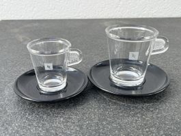 Nespresso Glas Tassen mit Untertellern 2er Set schwarz