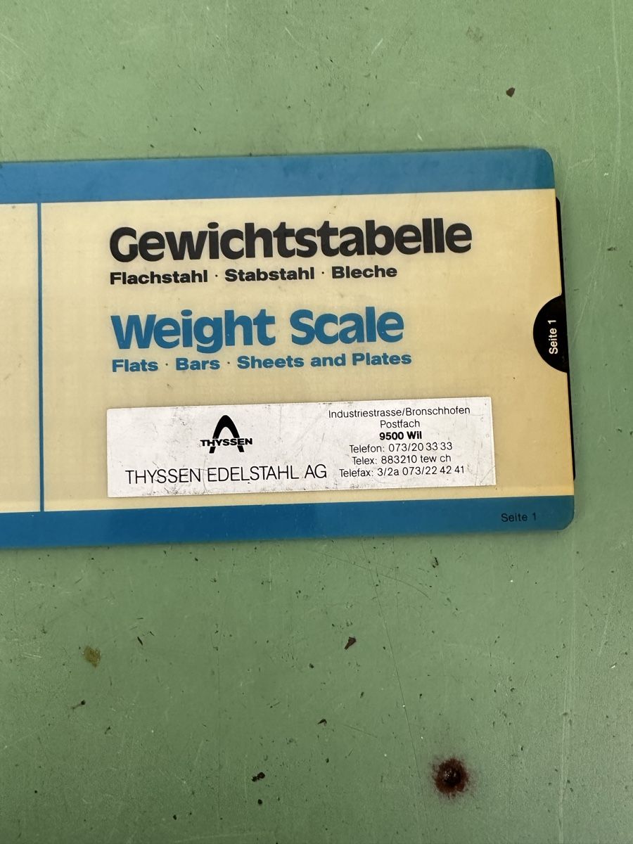 Alle Werkzeuge: Gewichtstabelle. – Gebraucht aus Aarberg von SNMachines 1