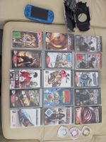 Sony PSP Konsole blau (ohne Akku) mit 18 Spielen und Zubehör