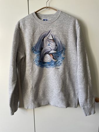 Russell Athletic Crewneck Pullover Grau Delfin-Print – Gr. S