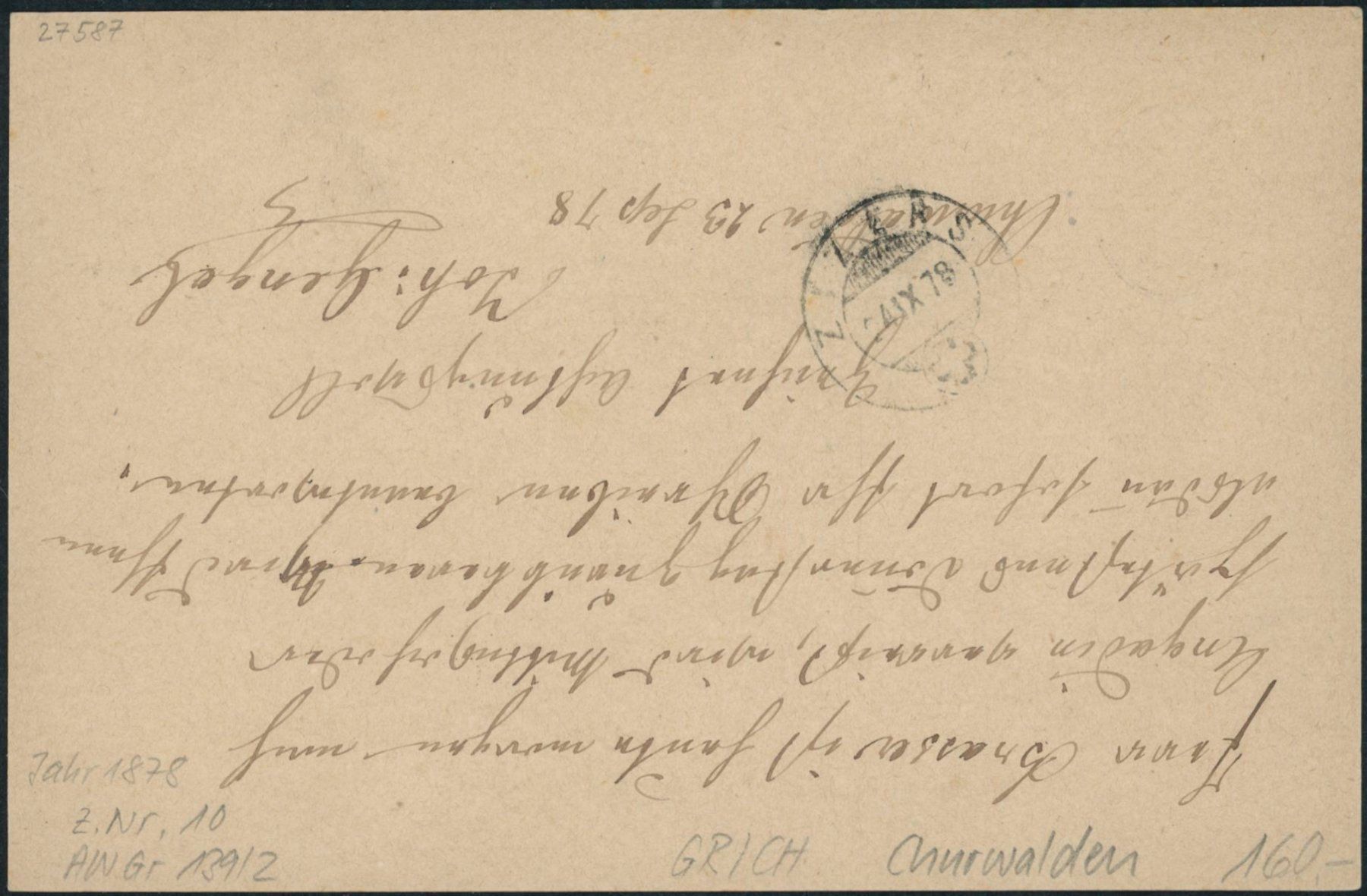 Alle Briefmarken: GR Churwalden - Zwergstempel - Karte – Gebraucht aus Schindellegi von leecollect 1