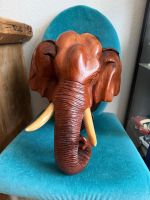 Holz Elefantenkopf, Wanddeko, Handarbeit, Top Zustand!