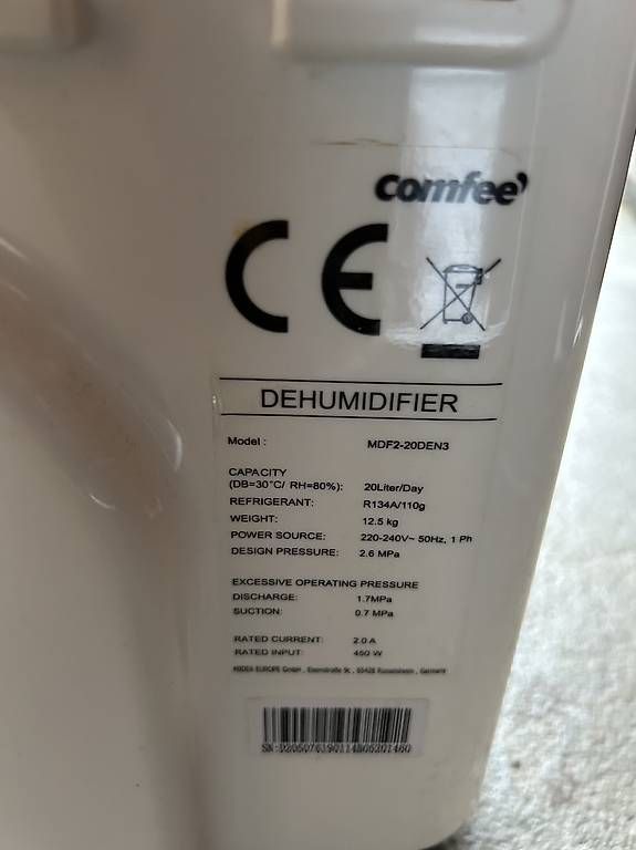Deumidificatori: Entfeuchter Comfee MDF2-20DEN3 weiss gut gebraucht – Usato da Merishausen venduto da Yvili 2