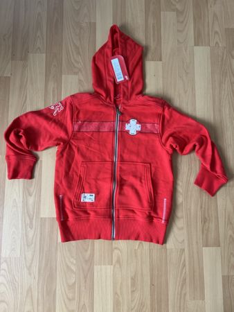 Puma Kinder Hoodie Jacke Gr 140 Rot Weiss Schweiz 🇨🇭Sehr
