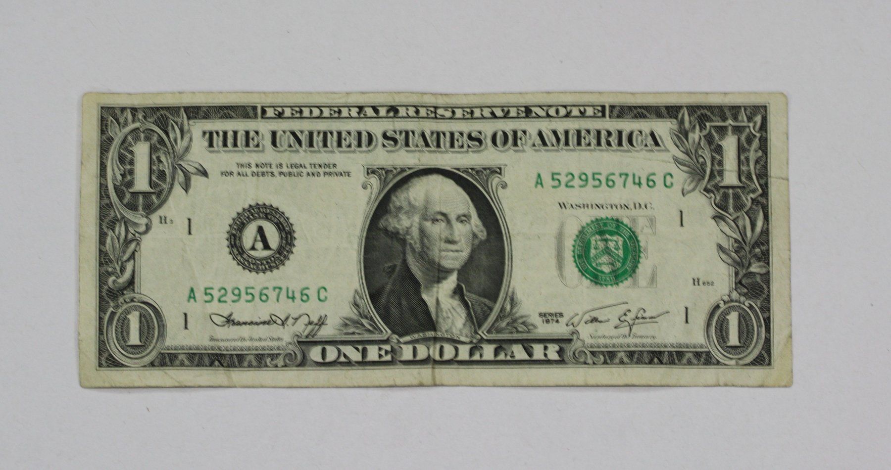 Banknoten: Banknote USA 1 Dollar 1974 – Gebraucht aus Chur von Invinoveritas