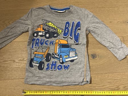 Langarmshirt, Grau mit Bagger Motiv, Gr. 98/104