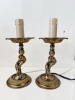 Paire Lampes Bougeoirs Bronze Laiton Vintage Louis XVI